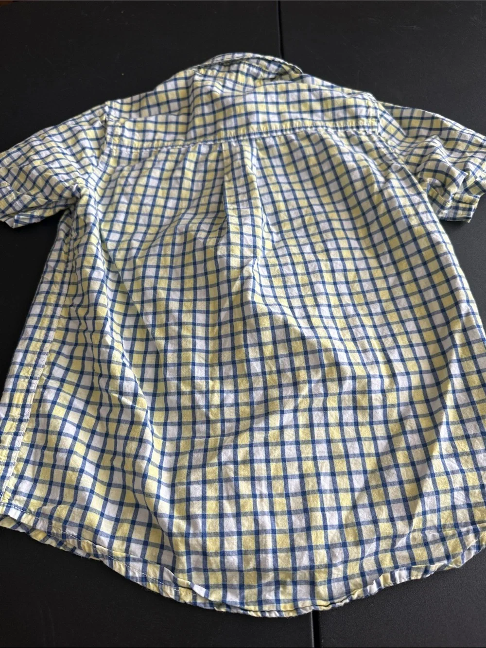 Place Boys Yellow and Blue Plaid Short-Sleeve Button-Down Shirt